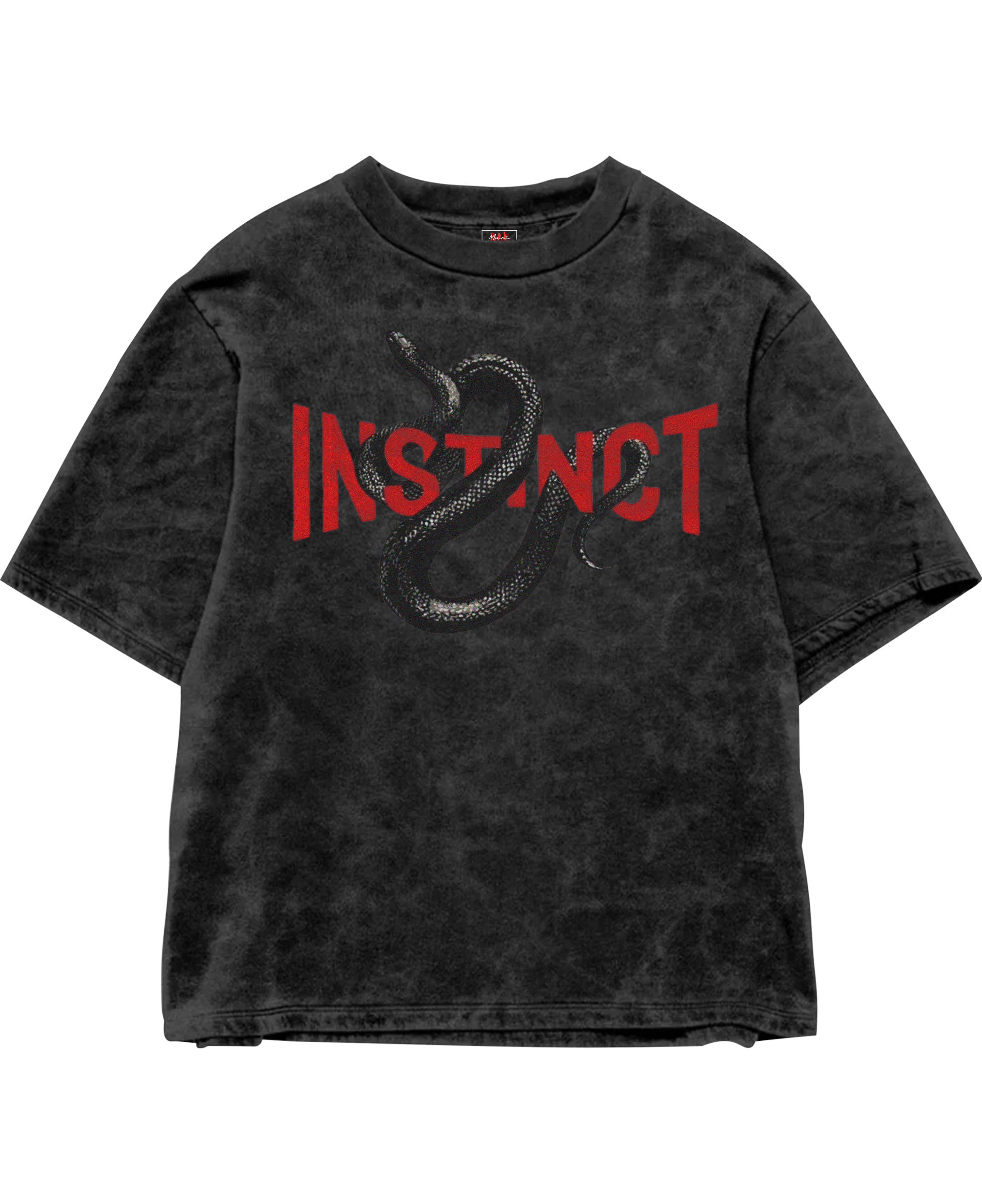 Instinct Black Acid Washed Tee