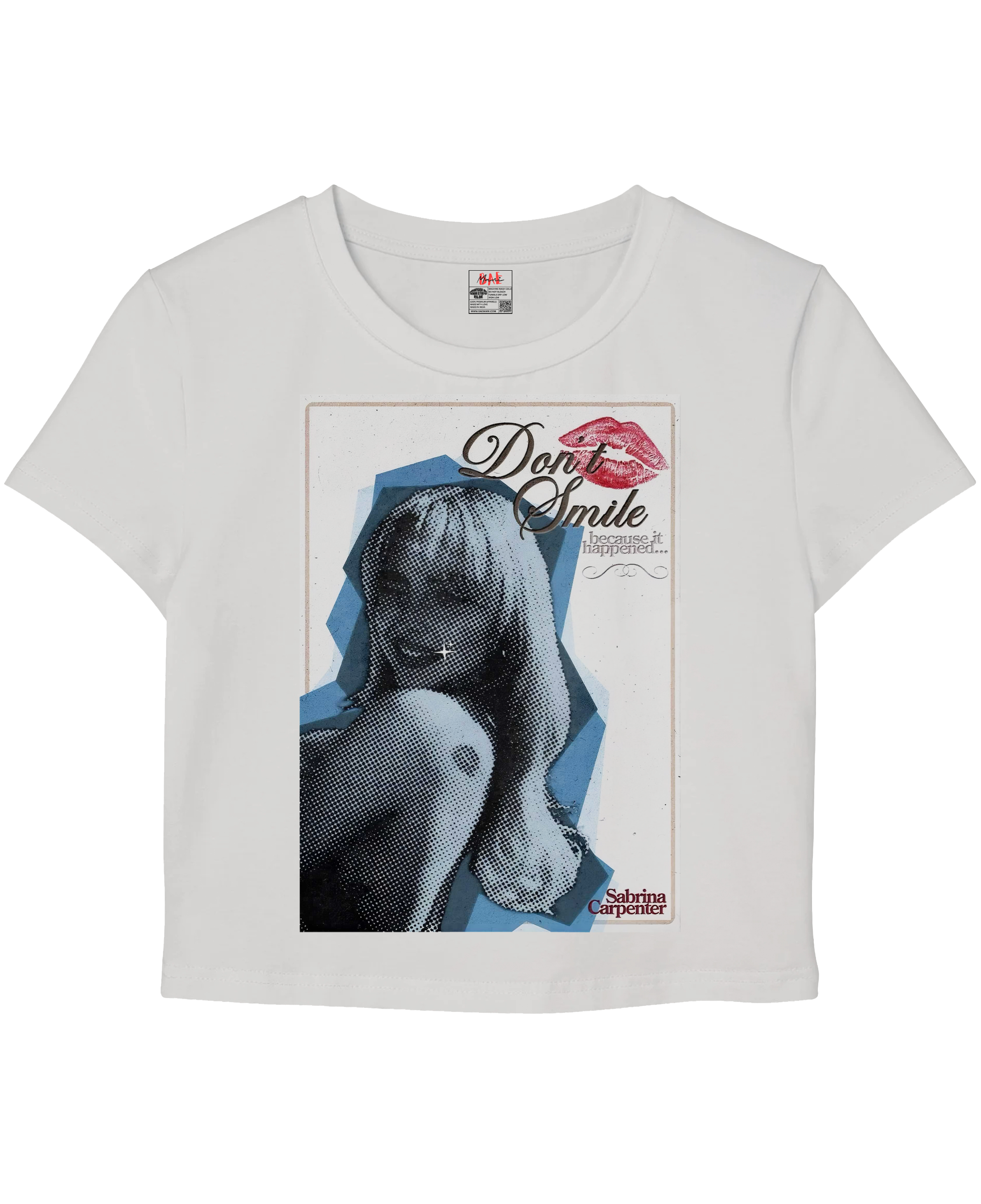 Don't Smile Sabrina White Baby Tee